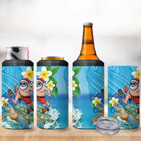 Polynesian Merry Christmas 4 in 1 Can Cooler Tumbler Funny Santa with Sea Turtle Beach Plumeria LT03 - Polynesian Pride