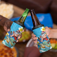 Polynesian Merry Christmas 4 in 1 Can Cooler Tumbler Funny Santa with Sea Turtle Beach Plumeria LT03 - Polynesian Pride