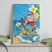 Polynesian Merry Christmas Canvas Wall Art Funny Santa with Sea Turtle Beach Plumeria LT03 - Polynesian Pride