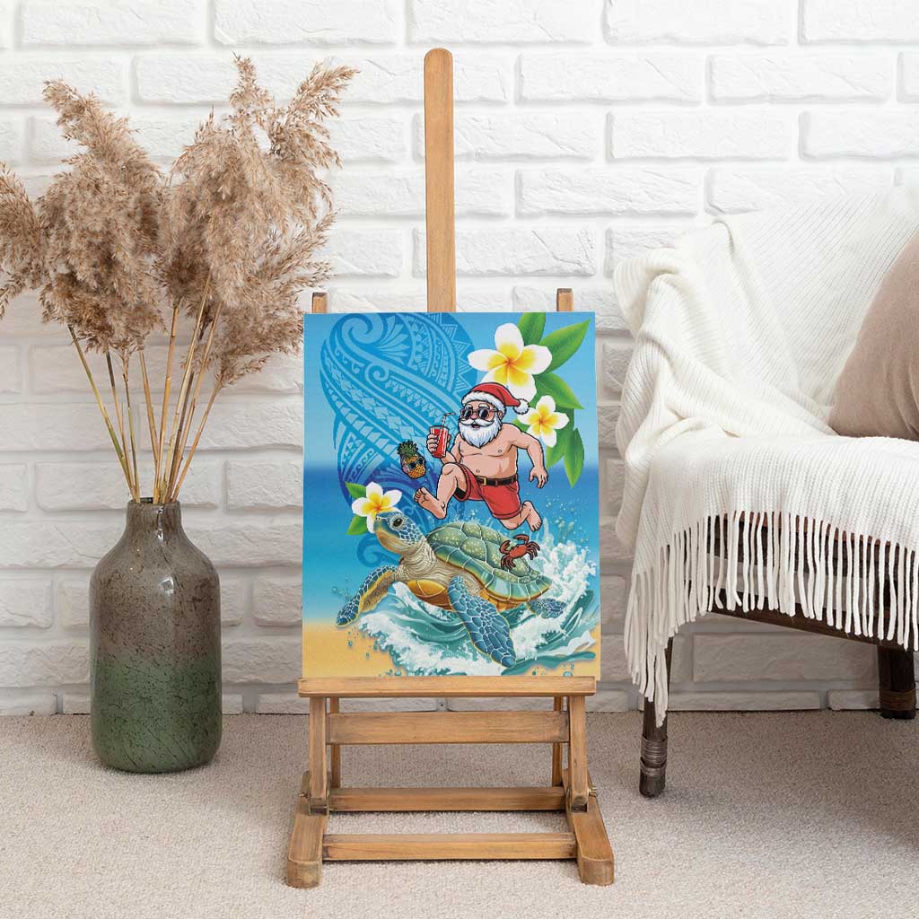 Polynesian Merry Christmas Canvas Wall Art Funny Santa with Sea Turtle Beach Plumeria LT03 - Polynesian Pride