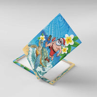 Polynesian Merry Christmas Canvas Wall Art Funny Santa with Sea Turtle Beach Plumeria LT03 With Frame Multicolor - Polynesian Pride