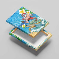 Polynesian Merry Christmas Canvas Wall Art Funny Santa with Sea Turtle Beach Plumeria LT03 - Polynesian Pride