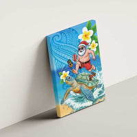 Polynesian Merry Christmas Canvas Wall Art Funny Santa with Sea Turtle Beach Plumeria LT03 - Polynesian Pride
