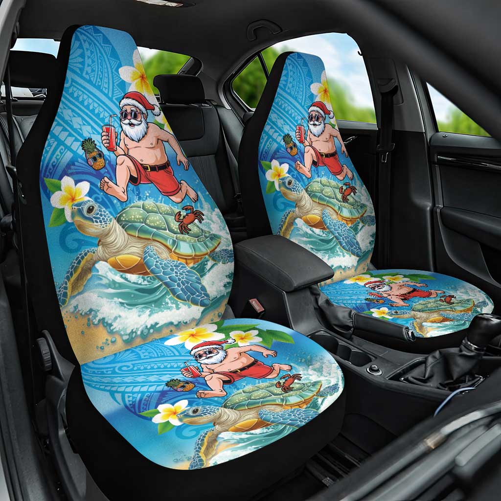 Polynesian Merry Christmas Car Seat Cover Funny Santa with Sea Turtle Beach Plumeria LT03 One Size Multicolor - Polynesian Pride