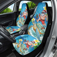 Polynesian Merry Christmas Car Seat Cover Funny Santa with Sea Turtle Beach Plumeria LT03 - Polynesian Pride