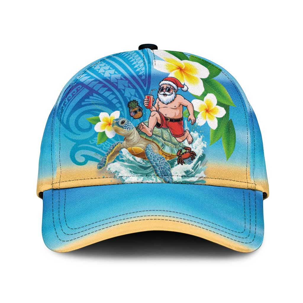 Polynesian Merry Christmas Classic Cap Funny Santa with Sea Turtle Beach and Plumeria - Polynesian Pride