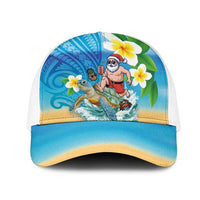 Polynesian Merry Christmas Mesh Trucker Cap Funny Santa with Sea Turtle Beach and Plumeria - Polynesian Pride