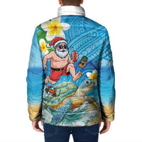 Polynesian Merry Christmas Padded Jacket Funny Santa with Sea Turtle Beach Plumeria LT03 - Polynesian Pride