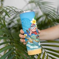 Polynesian Merry Christmas Skinny Tumbler Funny Santa with Sea Turtle Beach Plumeria LT03 - Polynesian Pride