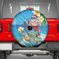 Polynesian Merry Christmas Spare Tire Cover Funny Santa with Sea Turtle Beach Plumeria LT03 - Polynesian Pride