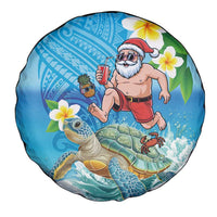 Polynesian Merry Christmas Spare Tire Cover Funny Santa with Sea Turtle Beach Plumeria LT03 - Polynesian Pride