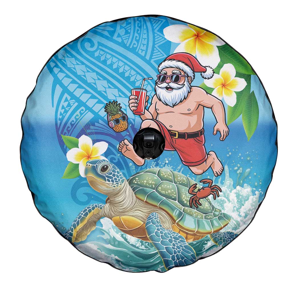Polynesian Merry Christmas Spare Tire Cover Funny Santa with Sea Turtle Beach Plumeria LT03 - Polynesian Pride