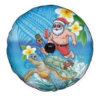 Polynesian Merry Christmas Spare Tire Cover Funny Santa with Sea Turtle Beach Plumeria LT03 - Polynesian Pride