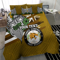 Hawaii James Campbell High School Bedding Set Kakau Pattern Gold Color Version LT03 - Polynesian Pride