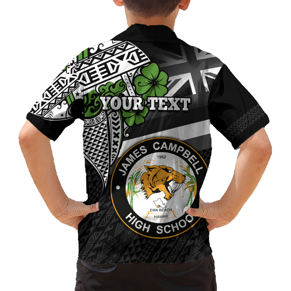 Hawaii James Campbell High School Kid Hawaiian Shirt Kakau Pattern Black Version LT03 - Polynesian Pride