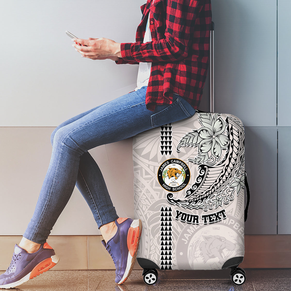 Custom Hawaii James Campbell High School Luggage Cover Tribal Kakau Pattern LT03 - Polynesian Pride