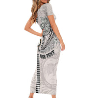 Custom Hawaii James Campbell High School Short Sleeve Bodycon Dress Tribal Kakau Pattern LT03 - Polynesian Pride