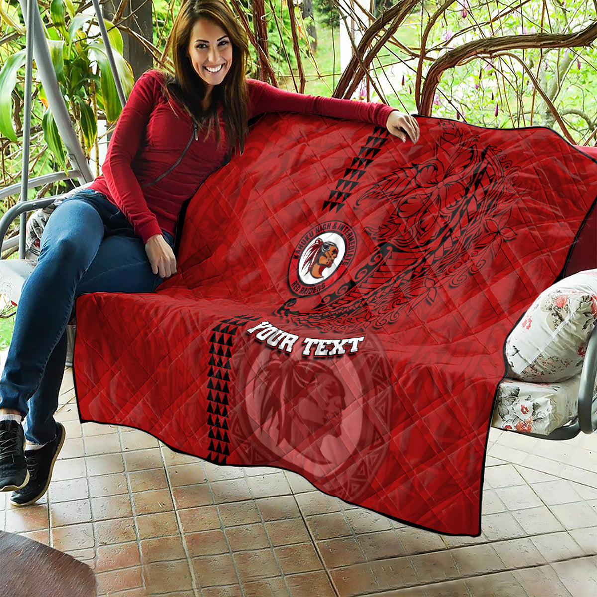 Hawaii Kahuku High & Intermediate School Quilt Tribal Kakau Pattern LT03 - Polynesian Pride