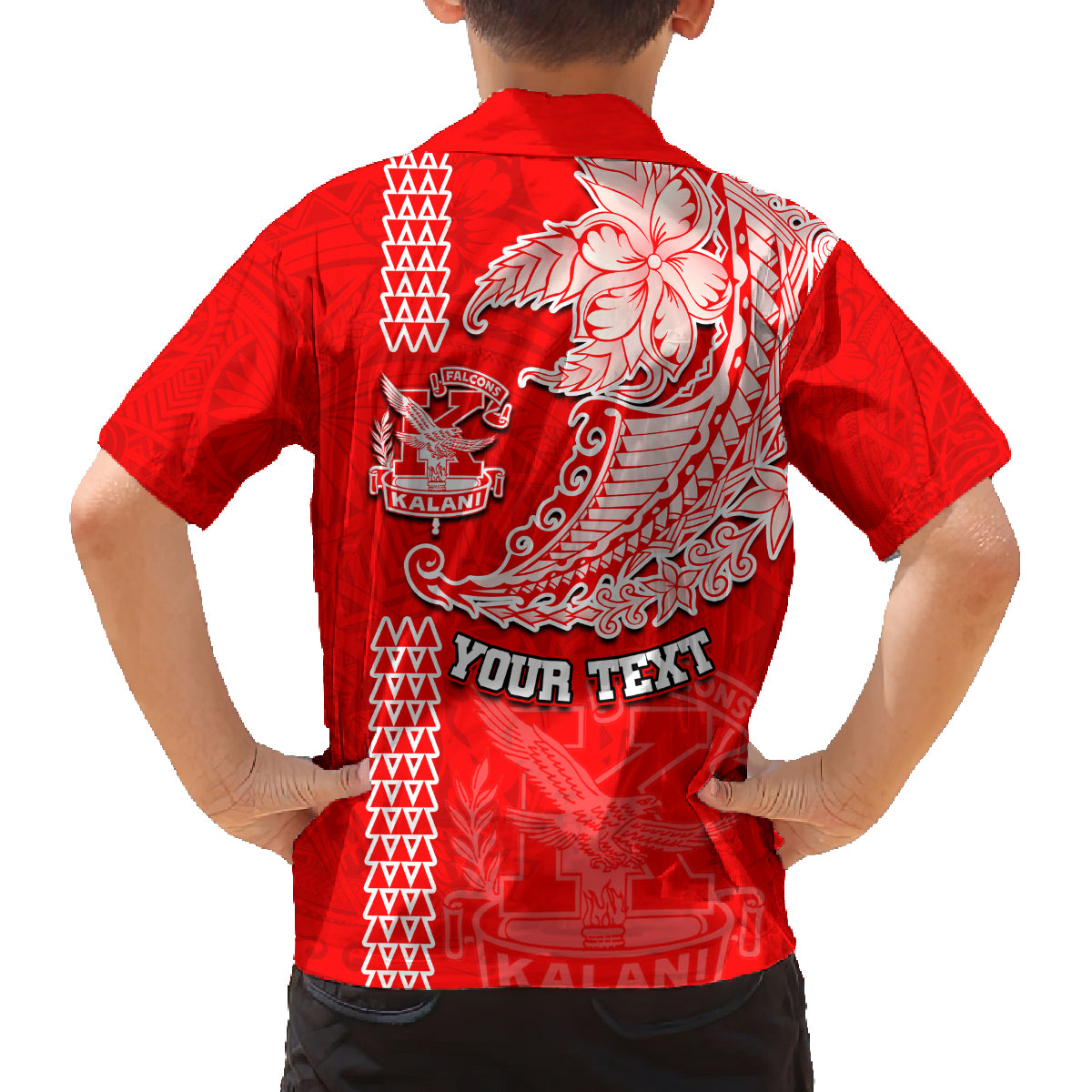 Hawaii Kalani High School Family Matching Off Shoulder Long Sleeve Dress and Hawaiian Shirt Tribal Kakau Pattern LT03 - Polynesian Pride