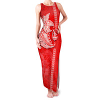 Hawaii Kalani High School Family Matching Tank Maxi Dress and Hawaiian Shirt Tribal Kakau Pattern LT03 Mom's Dress Red - Polynesian Pride