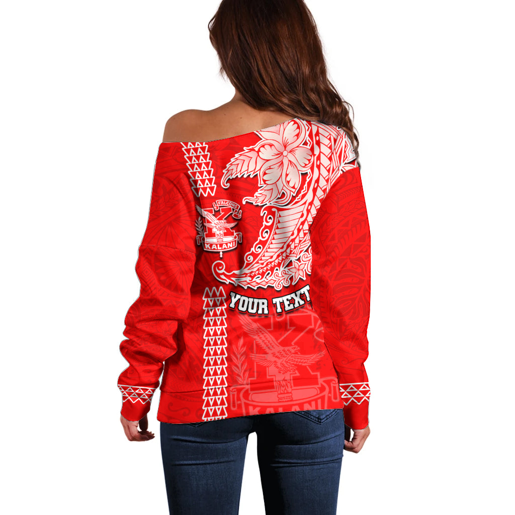 Hawaii Kalani High School Off Shoulder Sweater Tribal Kakau Pattern LT03 - Polynesian Pride