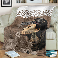 Custom New Zealand Womens Day Blanket Traditional Maori Woman Polynesian Pattern Brown Color LT03 - Polynesian Pride