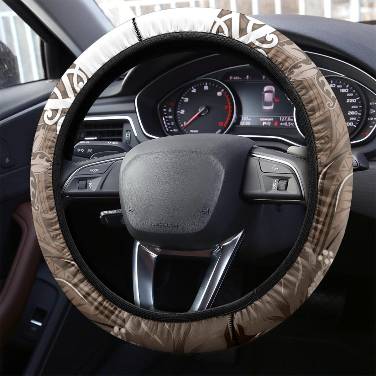 New Zealand Womens Day Steering Wheel Cover Traditional Maori Woman Polynesian Pattern Brown Color LT03 - Polynesian Pride
