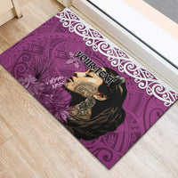 Custom New Zealand Womens Day Rubber Doormat Traditional Maori Woman Polynesian Pattern Pink Color LT03 - Polynesian Pride