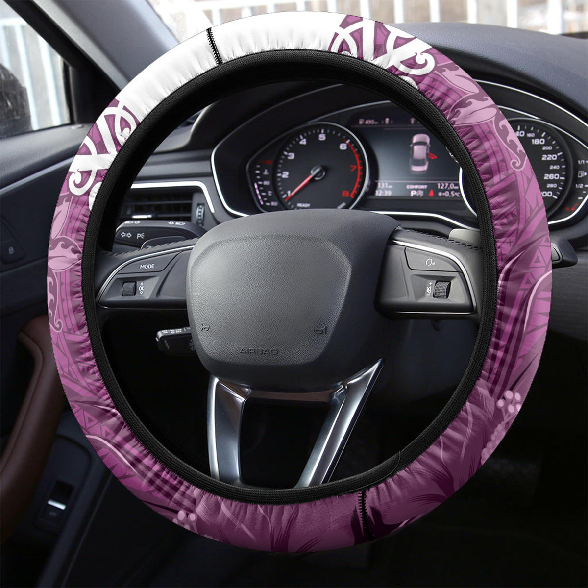 New Zealand Womens Day Steering Wheel Cover Traditional Maori Woman Polynesian Pattern Pink Color LT03 - Polynesian Pride