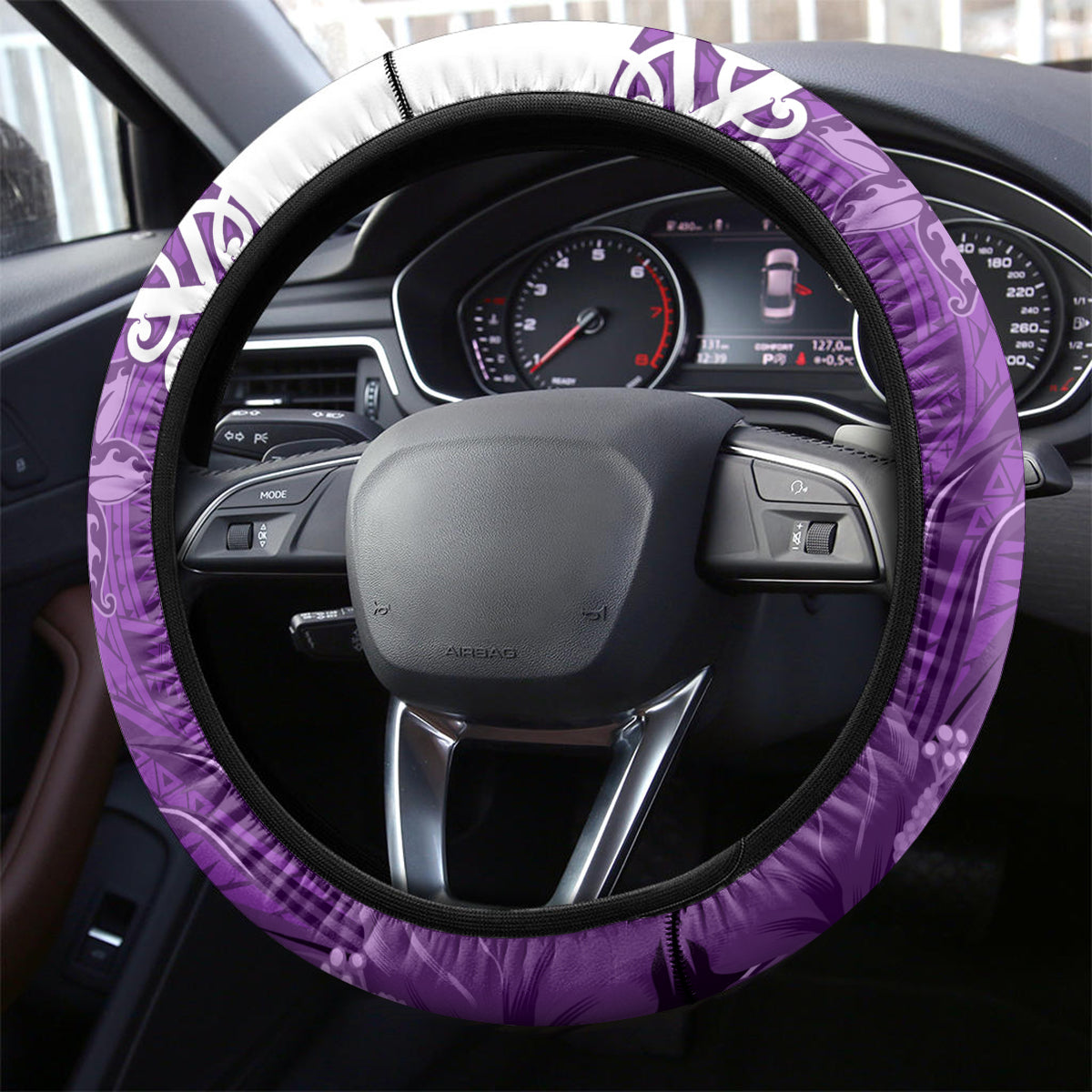 New Zealand Womens Day Steering Wheel Cover Traditional Maori Woman Polynesian Pattern Purple Color LT03 - Polynesian Pride
