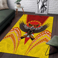 American Samoa Fautasi Race Area Rug Pago Pago-Aeto Samoan Tattoo and Eagle LT03 Yellow - Polynesian Pride