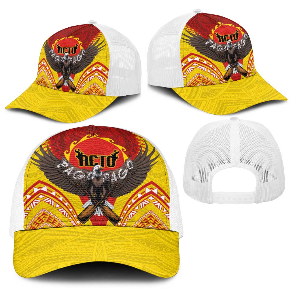 American Samoa Fautasi Race Baseball Net Cap Pago Pago-Aeto Samoan Tattoo and Eagle