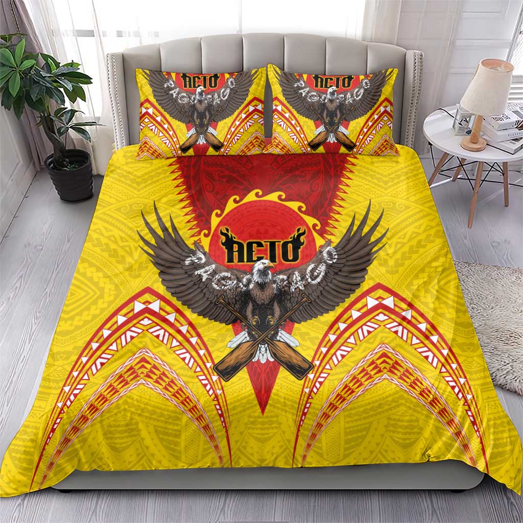 American Samoa Fautasi Race Bedding Set Pago Pago-Aeto Samoan Tattoo and Eagle LT03 - Polynesian Pride