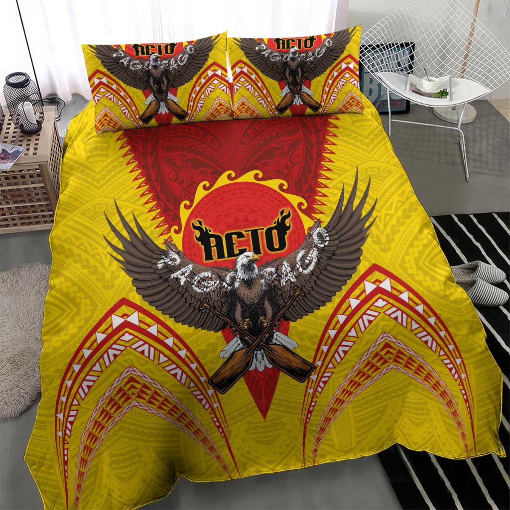 American Samoa Fautasi Race Bedding Set Pago Pago-Aeto Samoan Tattoo and Eagle LT03 - Polynesian Pride