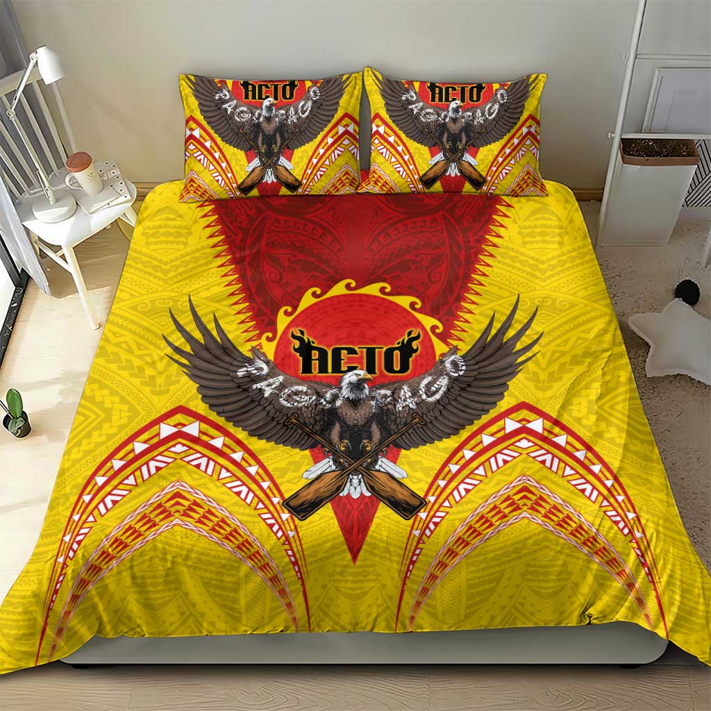 American Samoa Fautasi Race Bedding Set Pago Pago-Aeto Samoan Tattoo and Eagle LT03 - Polynesian Pride