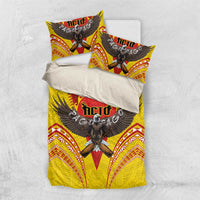 American Samoa Fautasi Race Bedding Set Pago Pago-Aeto Samoan Tattoo and Eagle LT03 US Twin 172cm x 218cm Yellow - Polynesian Pride
