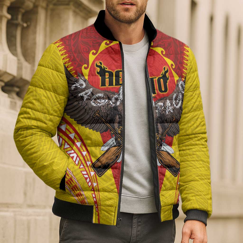 American Samoa Fautasi Race Bomber Puffer Jacket Pago Pago-Aeto Samoan Tattoo and Eagle