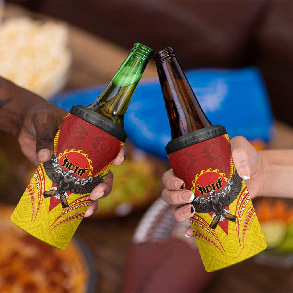 American Samoa Fautasi Race 4 in 1 Can Cooler Tumbler Pago Pago-Aeto Samoan Tattoo and Eagle LT03 - Polynesian Pride
