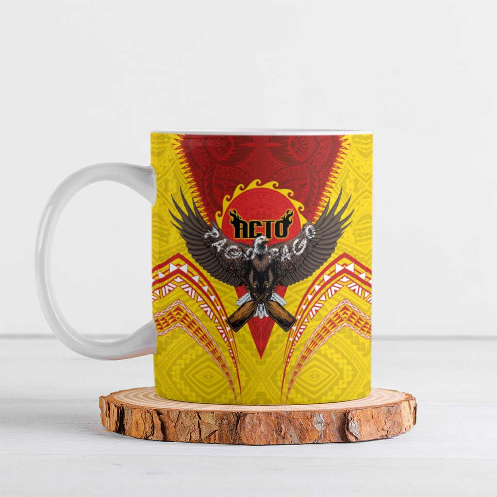 American Samoa Fautasi Race Ceramic Mug Pago Pago-Aeto Samoan Tattoo and Eagle