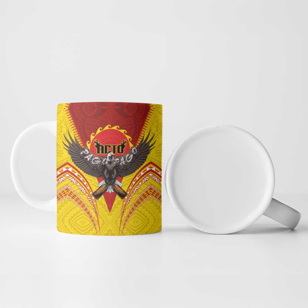 American Samoa Fautasi Race Ceramic Mug Pago Pago-Aeto Samoan Tattoo and Eagle