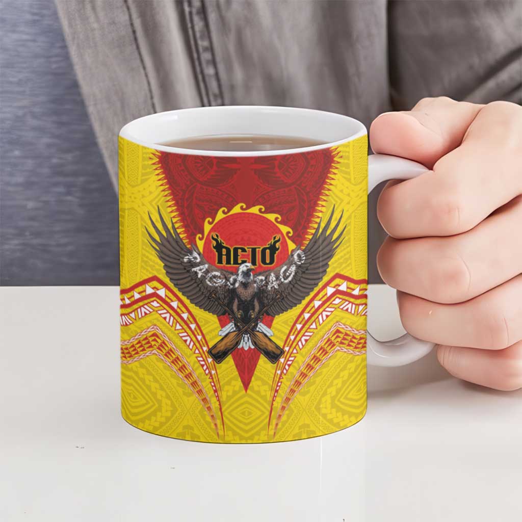 American Samoa Fautasi Race Ceramic Mug Pago Pago-Aeto Samoan Tattoo and Eagle