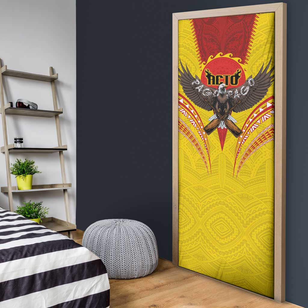 American Samoa Fautasi Race Door Cover Pago Pago-Aeto Samoan Tattoo and Eagle