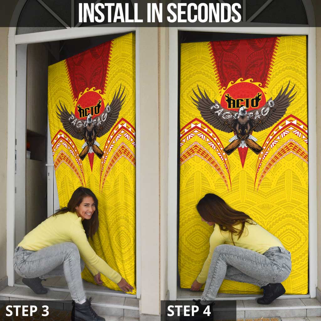 American Samoa Fautasi Race Door Cover Pago Pago-Aeto Samoan Tattoo and Eagle