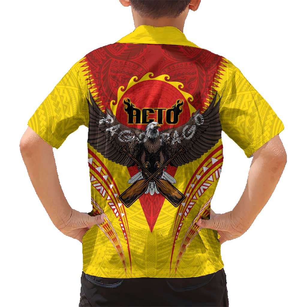 American Samoa Fautasi Race Family Matching Off Shoulder Short Dress and Hawaiian Shirt Pago Pago-Aeto Samoan Tattoo and Eagle LT03 - Polynesian Pride