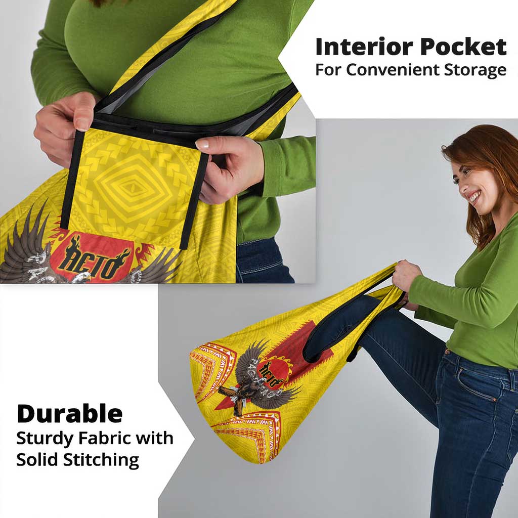 American Samoa Fautasi Race Grocery Bag Pago Pago-Aeto Samoan Tattoo and Eagle