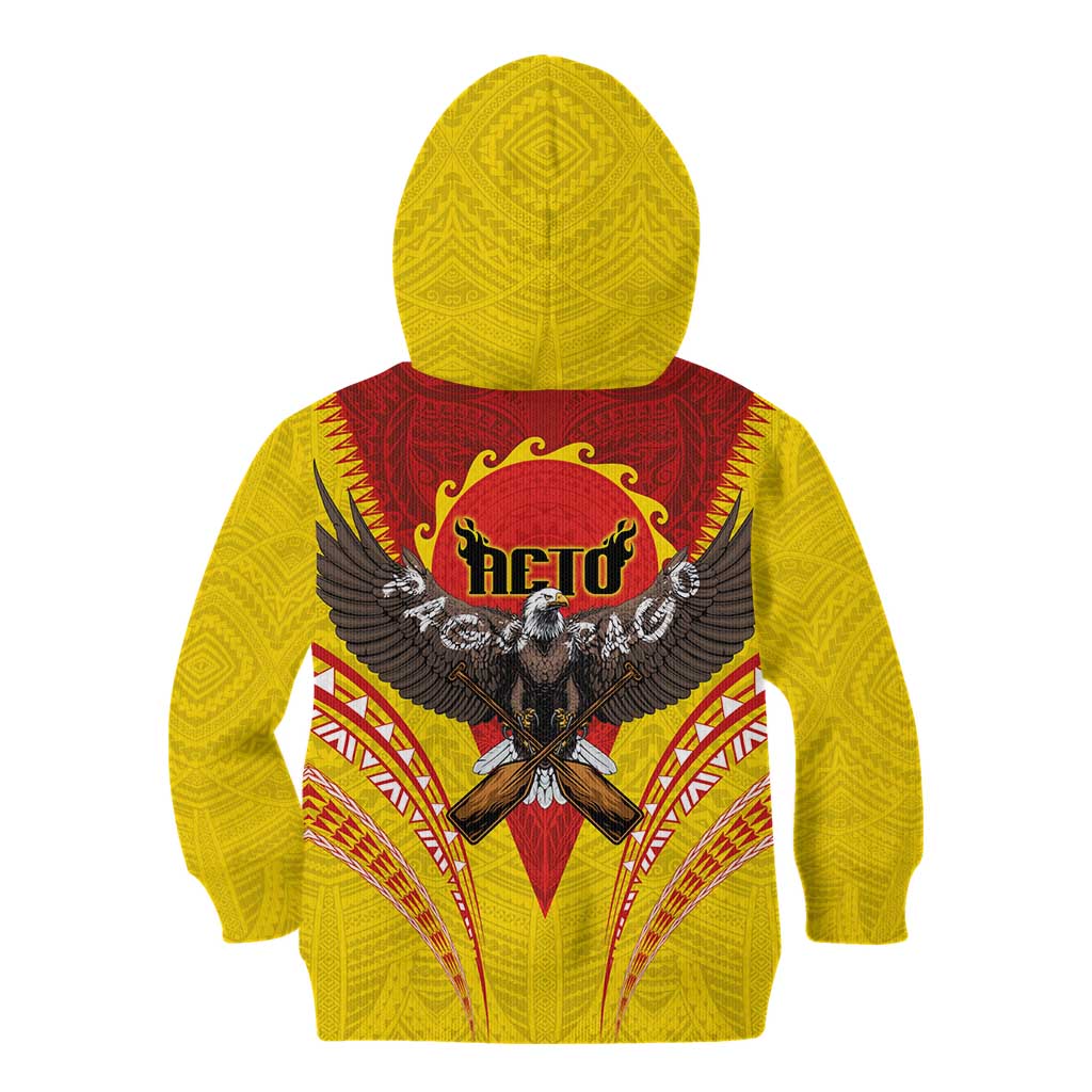 American Samoa Fautasi Race Kid Hoodie Pago Pago-Aeto Samoan Tattoo and Eagle
