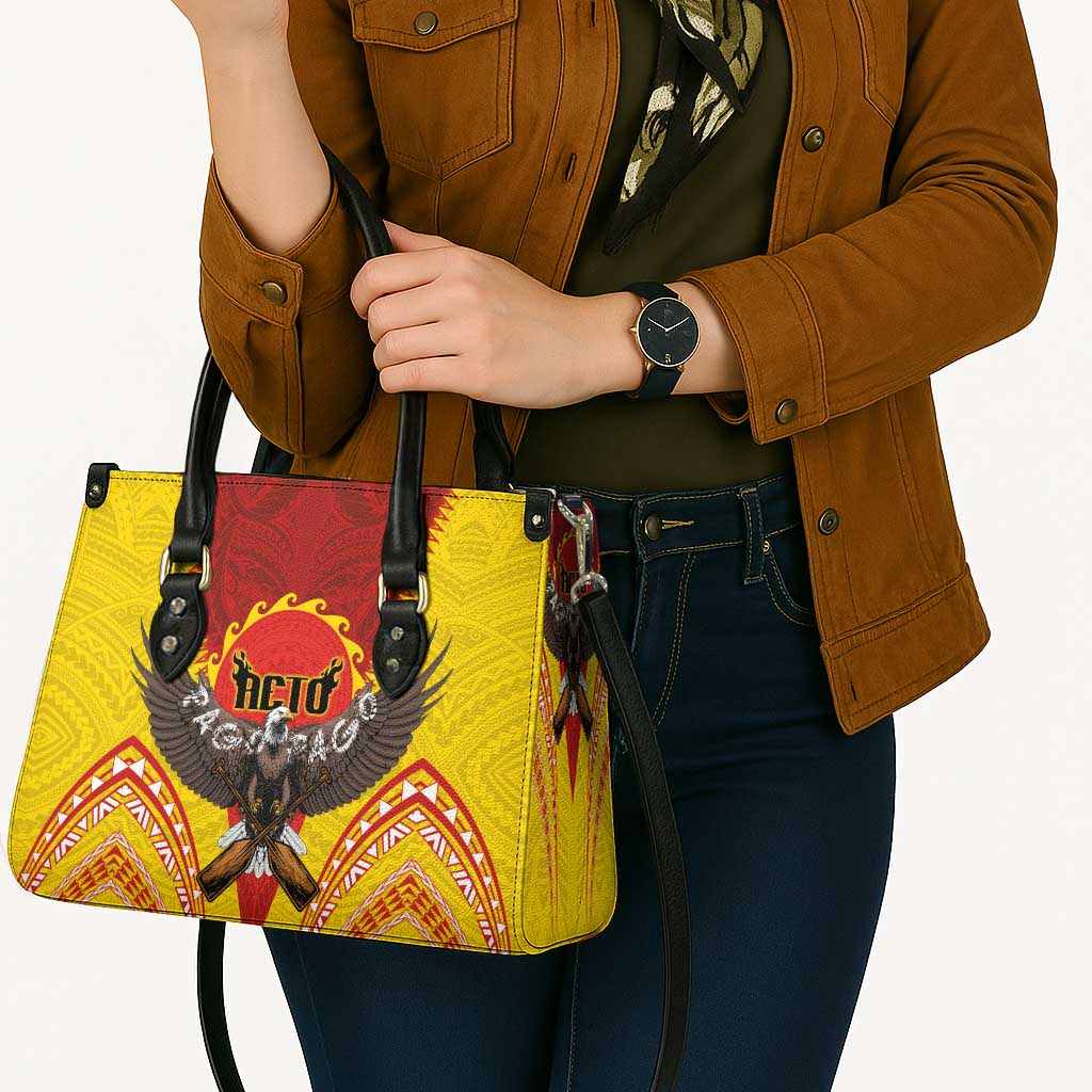 American Samoa Fautasi Race Leather Bag Pago Pago-Aeto Samoan Tattoo and Eagle