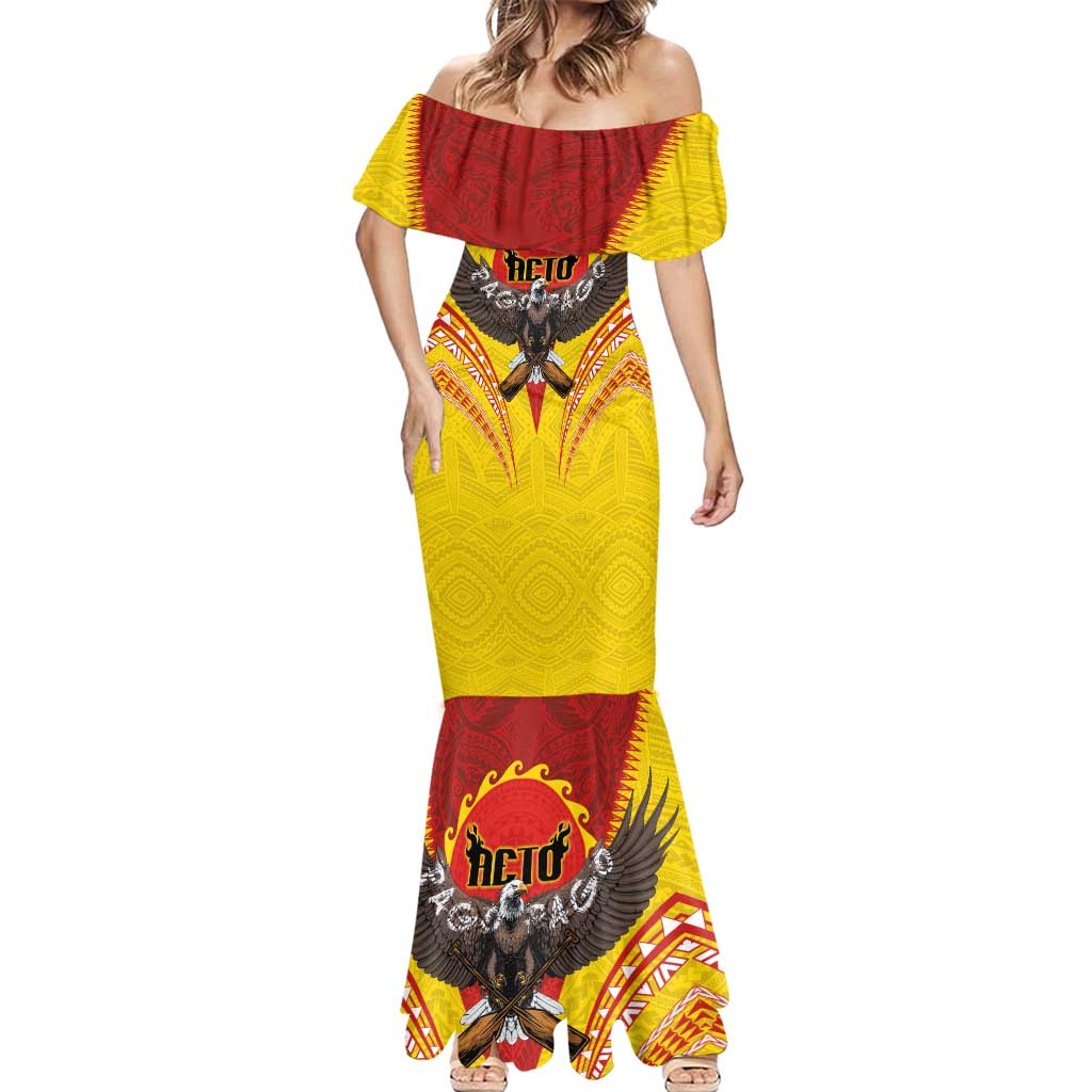 American Samoa Fautasi Race Mermaid Dress Pago Pago-Aeto Samoan Tattoo and Eagle LT03 - Polynesian Pride