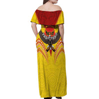 American Samoa Fautasi Race Off Shoulder Maxi Dress Pago Pago-Aeto Samoan Tattoo and Eagle