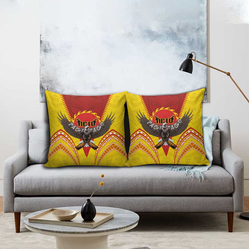 American Samoa Fautasi Race Pillow Cover Pago Pago-Aeto Samoan Tattoo and Eagle